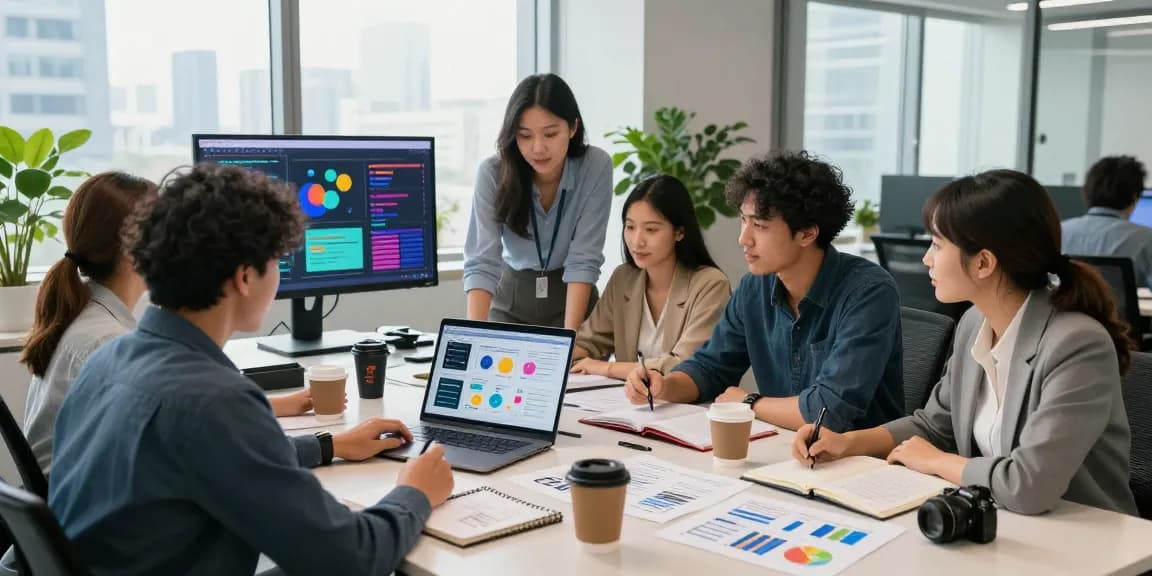 Team collaborating on a digital advertising solution in Canada, showcasing modern marketing strategy.